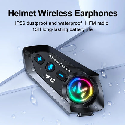 Bluetooth 5.4 Motorcycle Helmet Headset Wireless Waterproof Noice Reduction Earphone Super Long Standby HandsFree Headphone