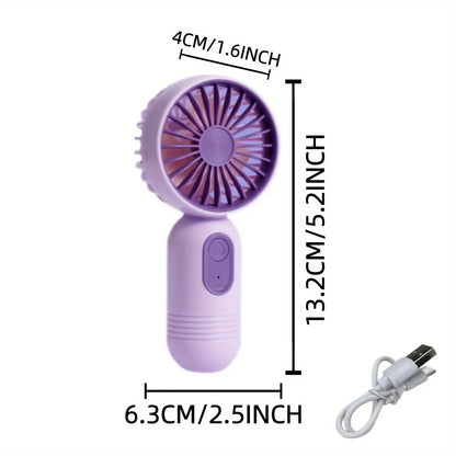 Mini portable fan, handheld small fan, USB charging, 3-speed handheld fan suitable for office, outdoor travel, and camping
