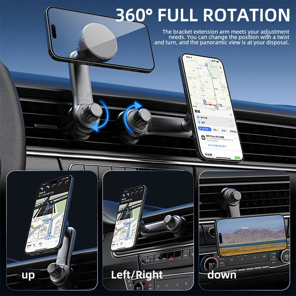Magnetic Car Phone Holder with Hook Air Outlet Mobile Phone Holder Stand 360° Rotate Magnet Mount Bracket In Car For iPhone Xiao