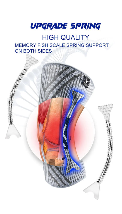 2025 Latest Knee Support for Men Pressurized Elastic Knee Brace with Silicone Spring Basketball  Volleyball Knee Pads