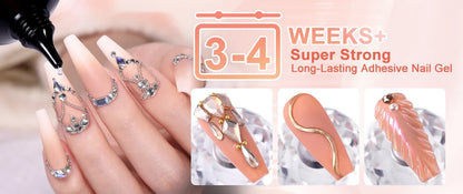 BORN PRETTY 15/10ML 6 IN 1 Nail Glue Gel for Acrylic Nails Soak off Base Gel Top Coat UV Extension Nail Gel False Nail Tips Gel