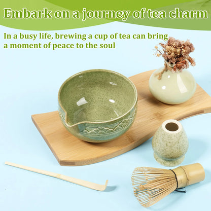 5Pcs Matcha Set Elegant Matcha Tea Set Includes Matcha Bowl Matcha Whisk Holder Bamboo Matcha Whisk and Scoop for Tea Lovers