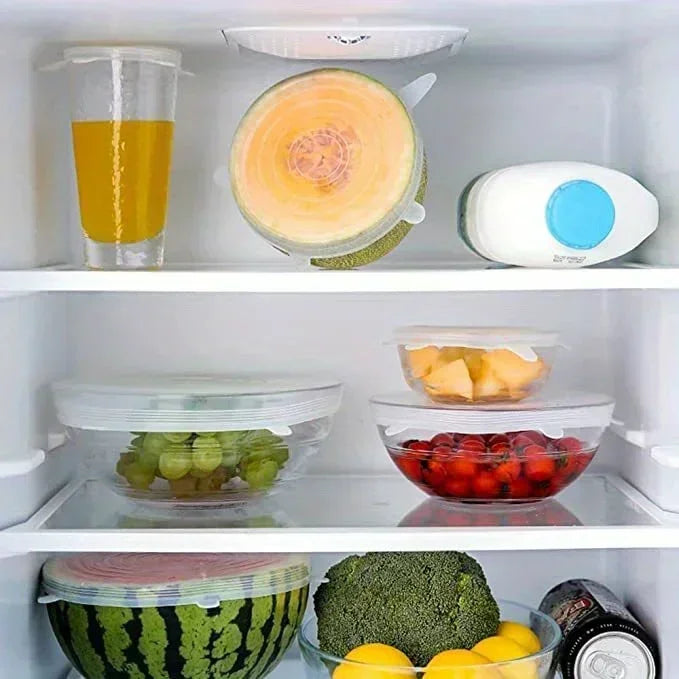 6pcs Silicone Stretch Lids, Food Bowl Covers, Reusable Food Saving Cover, Stretchable Multifunctional Fruit And Vegetable