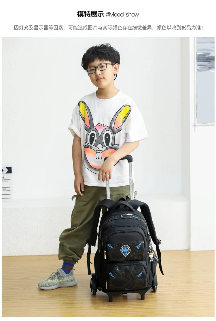 School Rolling Backpacks School bags for Boys Trolley bag with Wheels Waterproof Orthopedic School Bag Student Wheeled Backpack