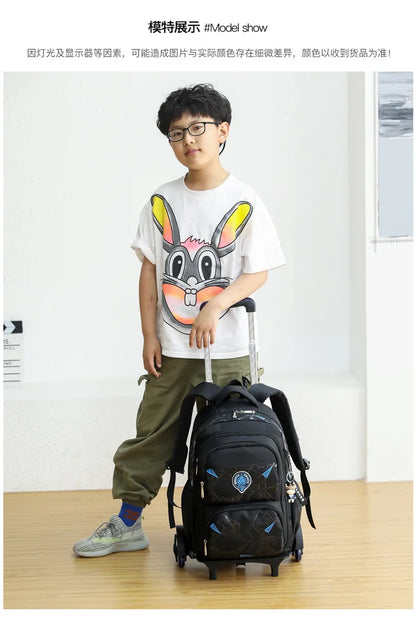 School Rolling Backpacks School bags for Boys Trolley bag with Wheels Waterproof Orthopedic School Bag Student Wheeled Backpack