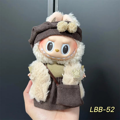 POP Labubu baby clothes 17cm plush vinyl labubu sit-down party first-generation and second-generation suit, clothes only