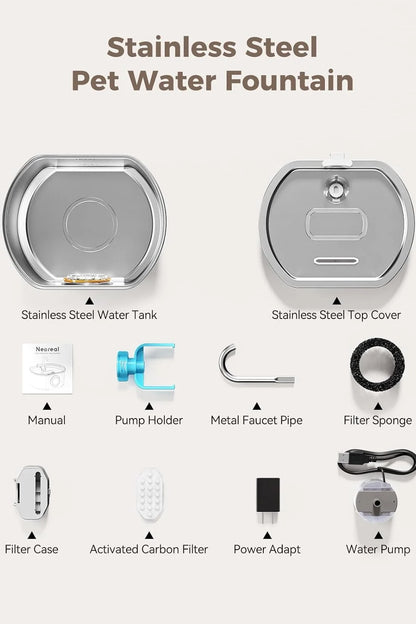 3.2L Auto Cat Fountain Pet Water Fountain for Cats Stainless Steel Cat Drinker Visual Window Drinking Bowl Pet Accessories