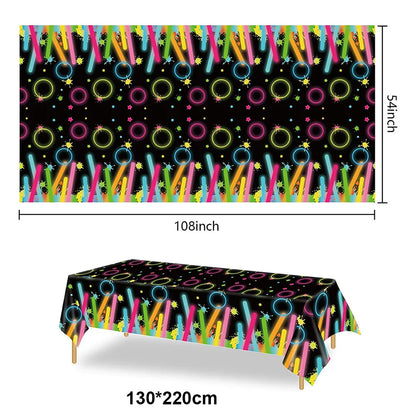Glow Party Table Covers Neon Party Tablecloths Party Tablecloths Disposable Plastic Neon Glow Table Cloth Birthday Party Supplie