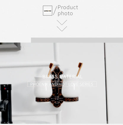 Robe Hooks European Style Brass Black Hangers For Clothes Towel Rack Clothes Hook Home Decoration Bathroom Hardware Set WF-88801