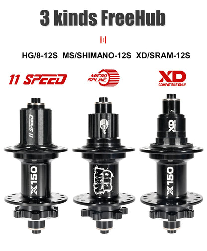 Bicycle hubs Nanlio X150 Mountain Bike Hubs 6 Pawls 150 Engagement Rear Hub HG MS XD 8-12 Speed 28 32 36 Holes Noisy wheel Hubs