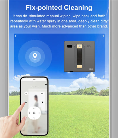 Robot Window cleaner ABIR WD8,Dual Water Spray,Smart Memory,High Vacuum Suction, Laser Sensor, Home Wall Glass Cleaning Robot