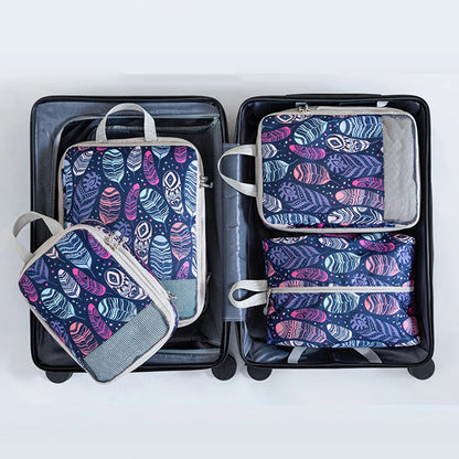 4pcs Compression Storage Bag Large Capacity Foldable Packing Cubes Washable Expandable Luggage Storage Bags Set