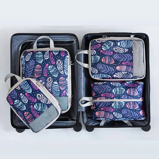 4pcs Compression Storage Bag Large Capacity Foldable Packing Cubes Washable Expandable Luggage Storage Bags Set