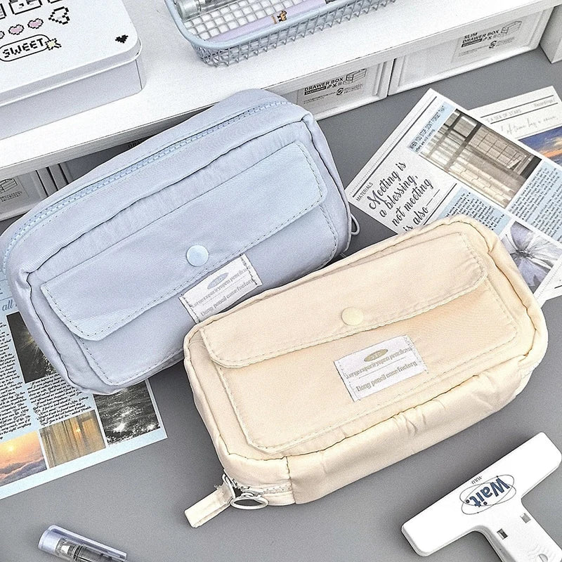 School Essential Large Capacity Pencil Pouch, Adorable Canvas Cosmetic Bag, Student Supply, Ideal Gift