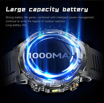 New For HUAWEI 1000mAh Large Capacity Battery Smart Watch Men Outdoor Flashlight BT Call Waterproof Sport Fitness SmartWatches