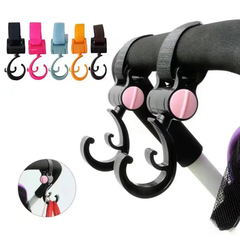 1-2pcs Baby Hanger Baby Bag Stroller Hooks Pram Rotate 360 Degree Baby Car Accessories Stroller Organizer Stroller Accessories