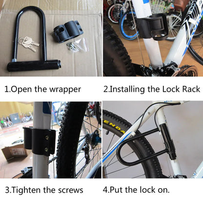 Bike U-Lock Heavy Duty Bicycle Locks with Bracket Anti Theft Secure Locks for Electric Scooter Mountain Bikes Road Cycling Doors