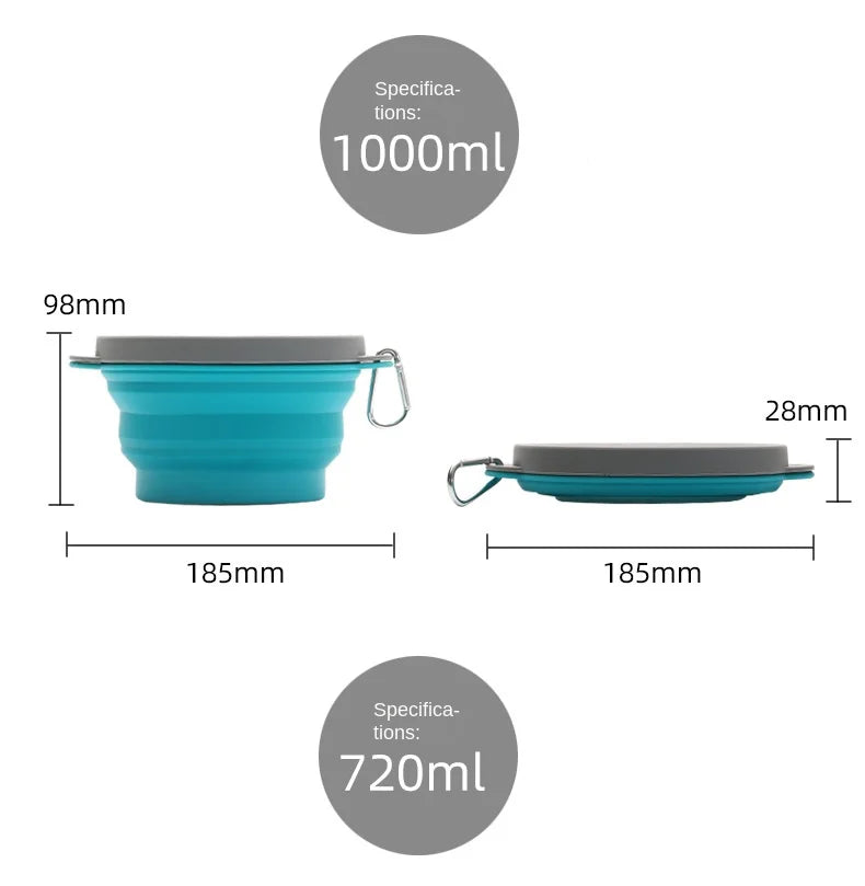 Travel Portable Silicone Folding Bowl Children's Travel Outdoor Tableware with Lid Foldable Noodle Bowl