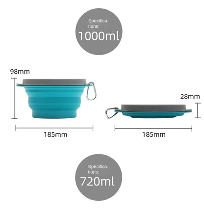 Travel Portable Silicone Folding Bowl Children's Travel Outdoor Tableware with Lid Foldable Noodle Bowl