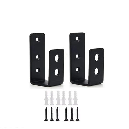 2 Pcs Metal Open Rod Support U-bracket Anti-slip Detachable Door Safety Barricade Support Door Barrier Protection Black