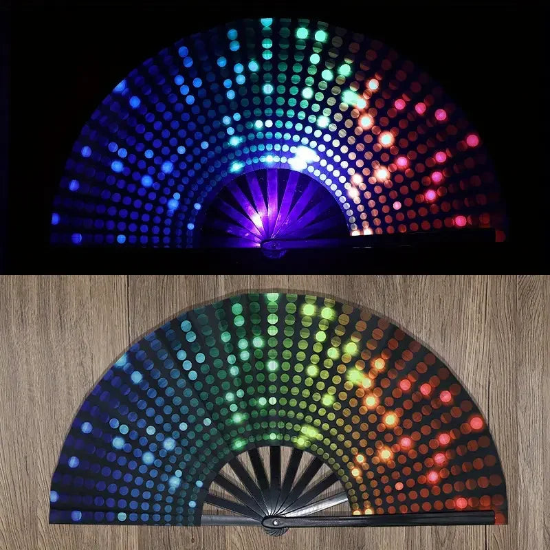 Fluorescent Fan Folding Fan Craft Fan with Vibrant Patterns, Dance Fan, Suitable for Both Men and Women