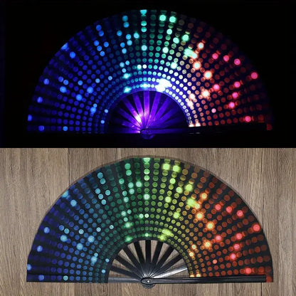 Fluorescent Fan Folding Fan Craft Fan with Vibrant Patterns, Dance Fan, Suitable for Both Men and Women
