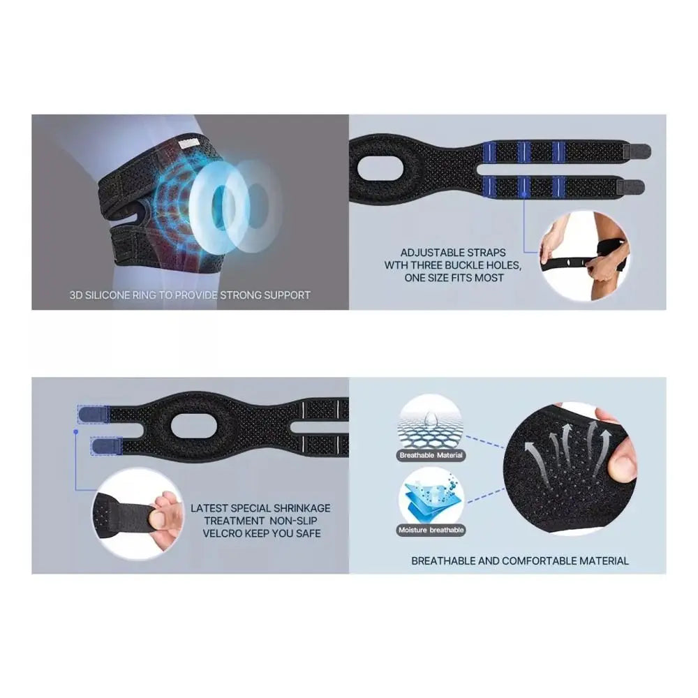 Support Gear Sports Knee Pads Breathable Adjustable Patellar Strap Enhance Joint Stability Comfortable Knee Brace Outdoor Sports