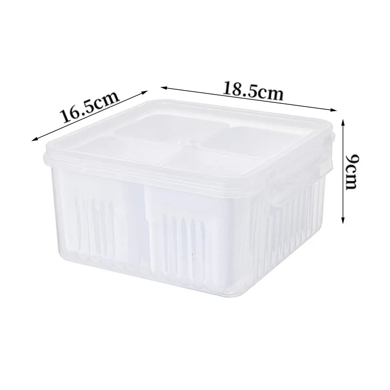 Six Grid Refrigerator Crisper Storage Containers Fridge Fresh Vegetable Fruit Boxes Drain Basket Kitchen Organizer Tools