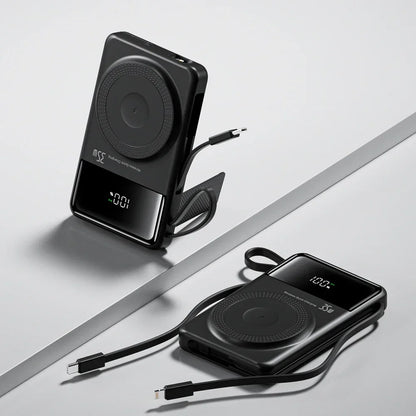 New Portable Built in Cables Magnetic Wireless Power Bank PD35W Fast Charging 20000mAh Large Capacity Powerbank for iPhone 16 15