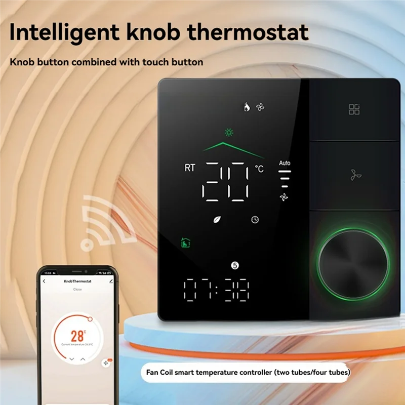 FAST-Tuya Smart Thermostats For Air Conditioner With WIFI Remote Control Smart Knob Thermostat LED Temperature Control Switch C
