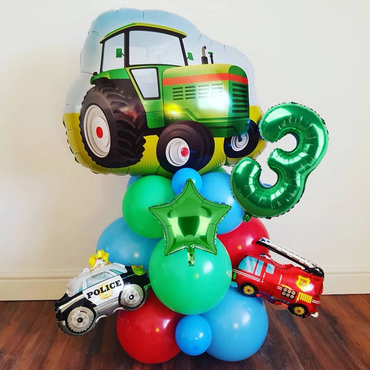 Green Farm Tractor Tableware Napkins Tablecloth Farm Tractor Theme Birthday Decor Birthday Banner Balloon Caketopper