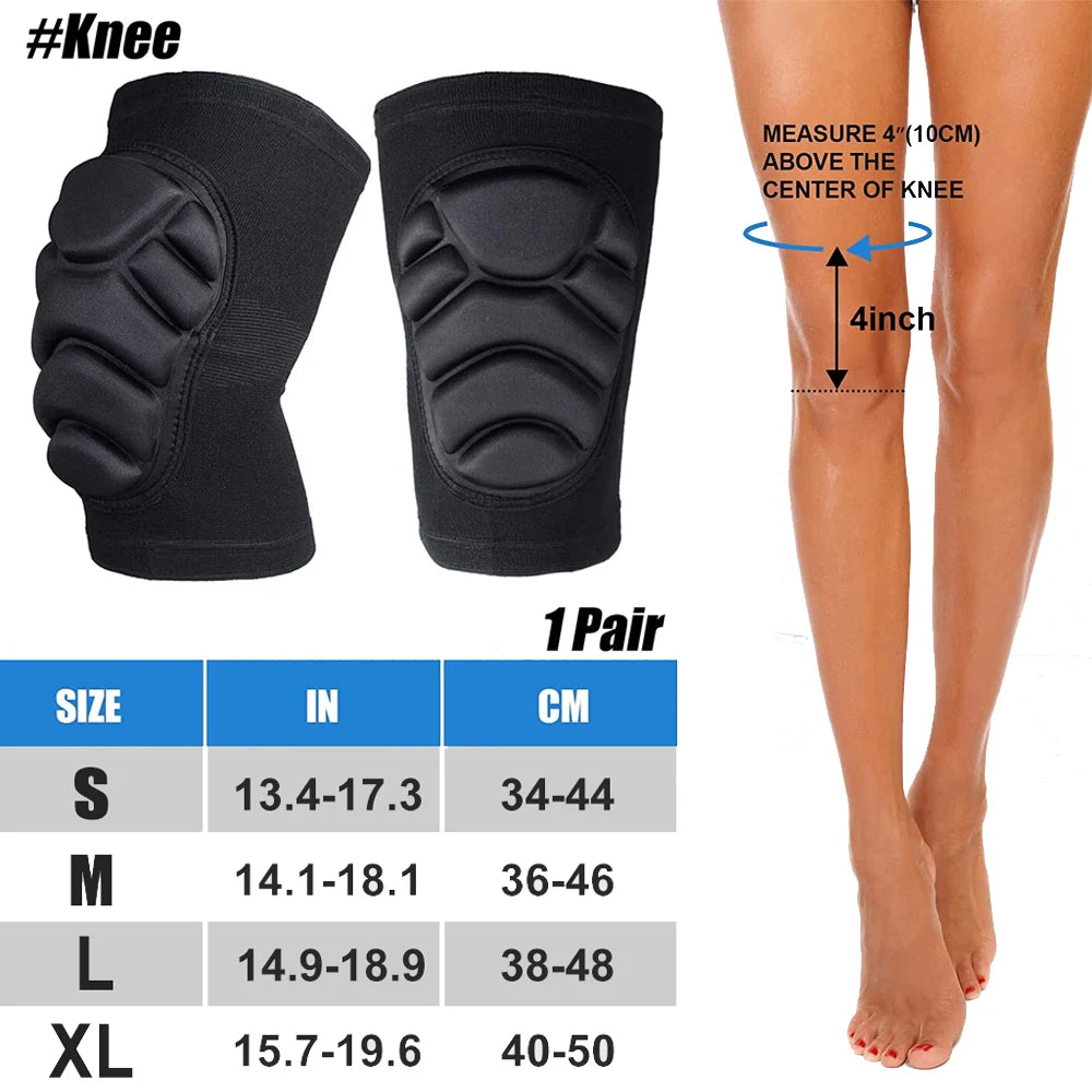 1Pair Knee Elbow Pads,Thick Sponge Collisioned Kneepads for Sports,Protective Knee Support Sleeve for Basketball Running Cycling