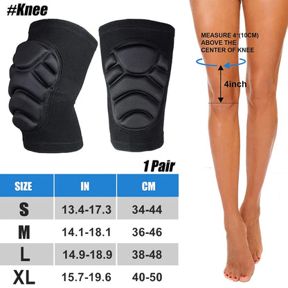 1Pair Knee Elbow Pads,Thick Sponge Collisioned Kneepads for Sports,Protective Knee Support Sleeve for Basketball Running Cycling