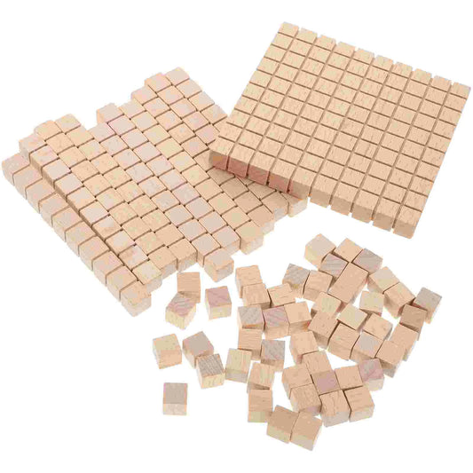 61 Pcs Math Building Blocks Decimal Operation Wood Cubes Manipulatives Counting Blocks Educational Supplies Drafting Supplies