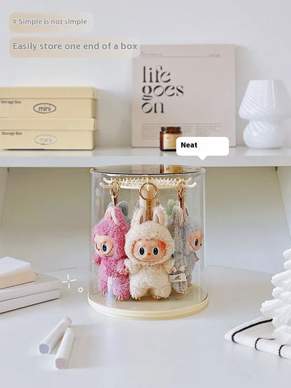 Labubu Pendant Display Box Rotating Transparent Labubu Doll Handmade Blind Box Storage Display Stand Decorative Ornament Gifts
