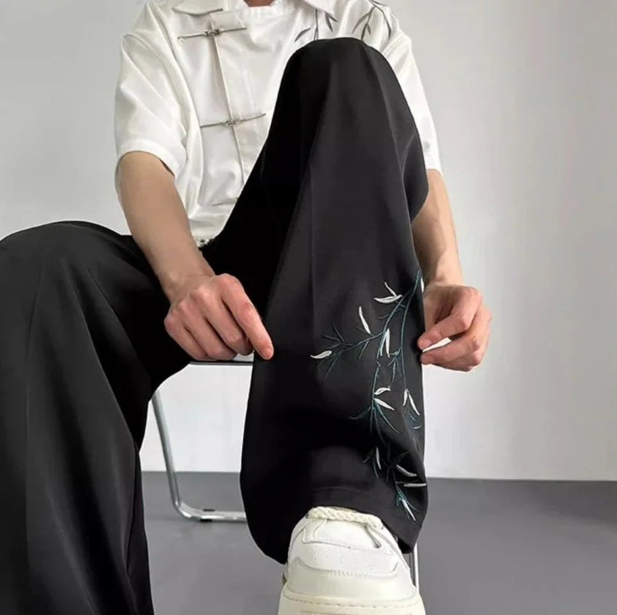 Social Tailoring Business Work Man Suits Pants Office Ice Silk Cooling Trousers for Men Fabric Korean Style Clothes Designer Up