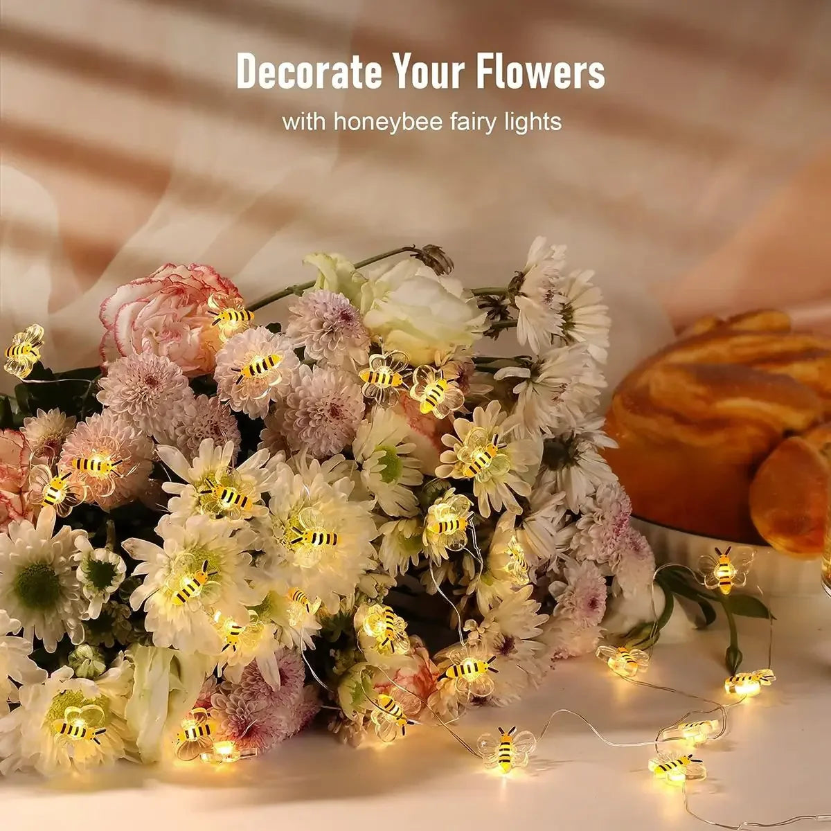 10-30LEDS  Bee Lights Battery Operated Bee String Lights For Bedroom Plants Patios Party Wedding Xmas Decorative String Lights