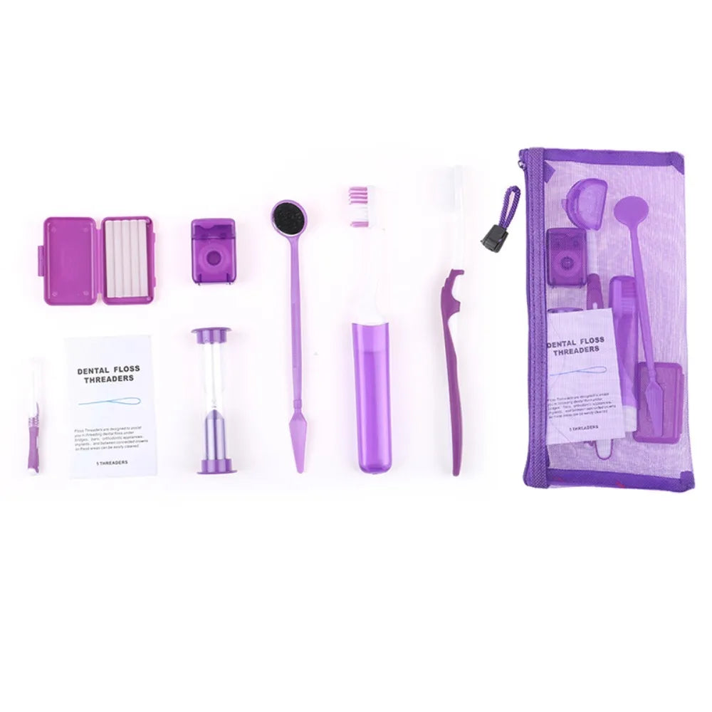 8pcs/set Oral Cleaning Care Dental Teeth Orthodontic Kits Whitening Tool Portable Outdoor Suit Interdental BrushOral Care