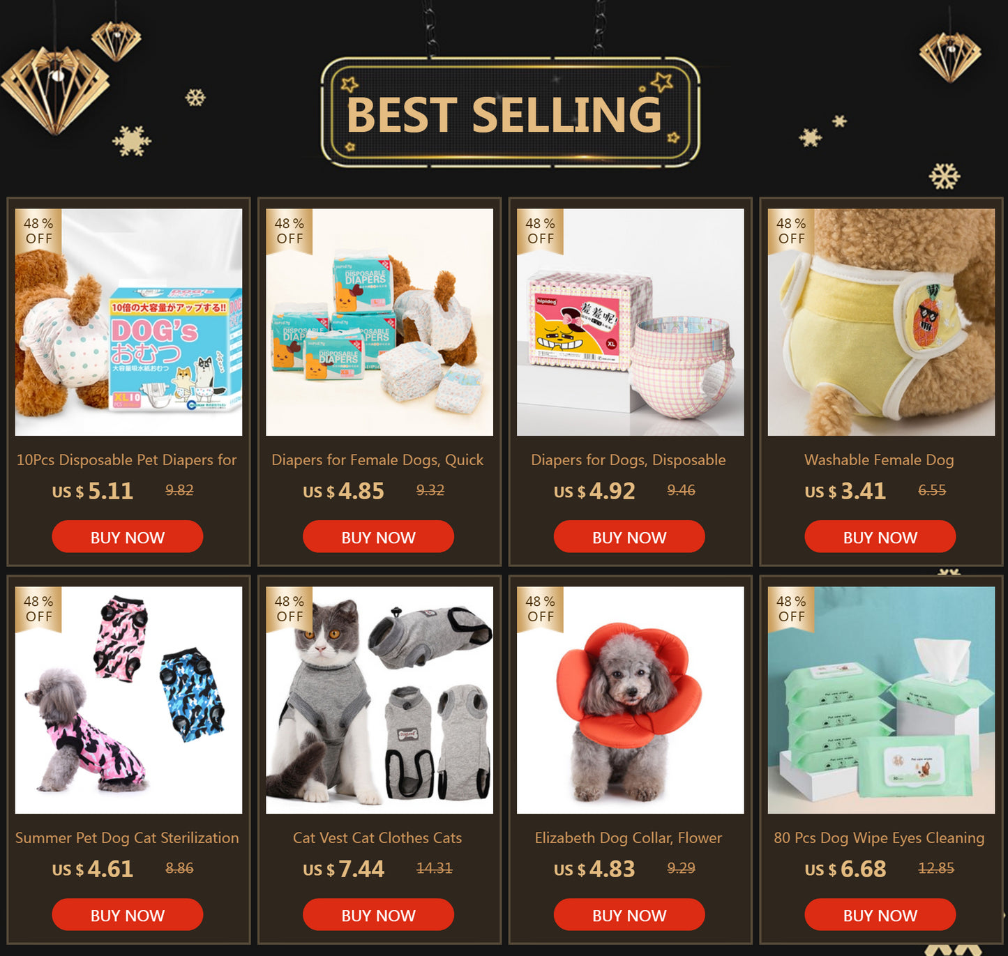 30pcs Dog Diaper Diapers for Female Dog Shorts Panties Dog Diaper Pad Female Sanitary Pants Disposable Doggie Physiological Pant