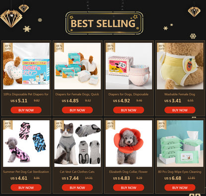 30pcs Dog Diaper Diapers for Female Dog Shorts Panties Dog Diaper Pad Female Sanitary Pants Disposable Doggie Physiological Pant