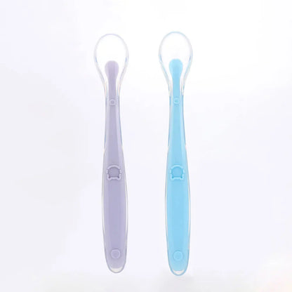 2 pcs Silicone Spoon for Baby Infant Feeder Spoons for Children Kids Soft Safety Feeding Spoons BPA Free Baby Utensils Flatware