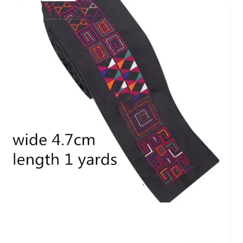 1 Yards Ethnic Embroidered Ribbons Trim DIY for Decoration Handcraft Apparel Sewing