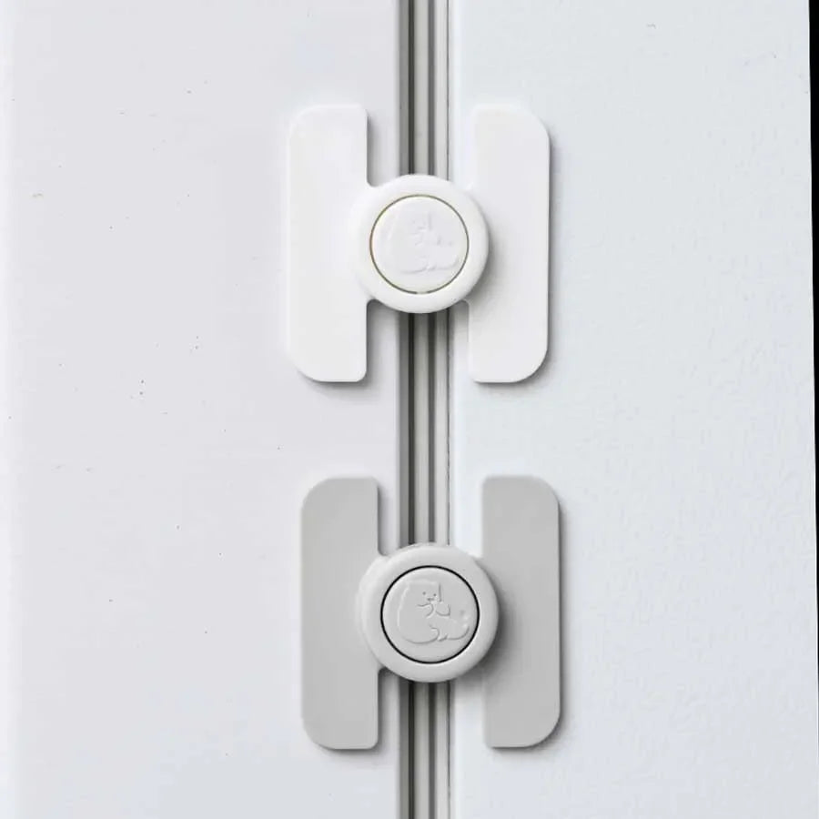 2pcs Child Multi Functional Safety Locks Double Buckle Lock for Refrigerator Cabinet Lock Anti-Pinching Hand Security Protection