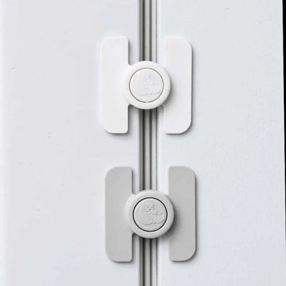 2pcs Child Multi Functional Safety Locks Double Buckle Lock for Refrigerator Cabinet Lock Anti-Pinching Hand Security Protection