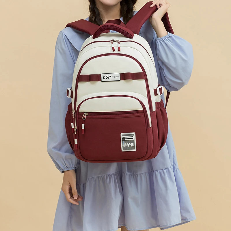 Schoolbags for Junior High School Girls with Good Looks, Korean Style Large Capacity College Style Backpacks for Women