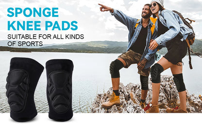 1Pair Premium Knee & Elbow Pads - Thick EVA Foam Protection for Sports & Work - Anti-Slip Design for Basketball/Volleyball/Work