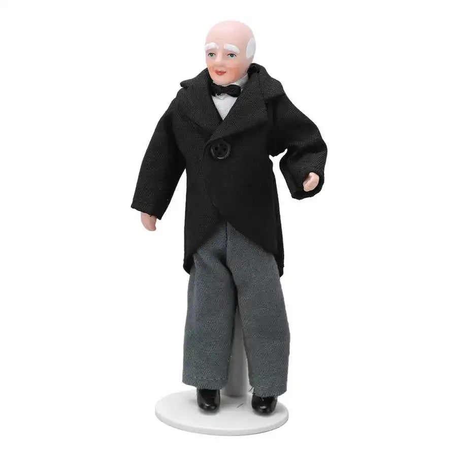 Doll House Servant 1:12 Doll House Miniature Turnable Ceramic Victorian Servant Toy Decoration with Stand