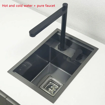 Black Kitchen sink Hidden Single bowl Bar Small Size sink Stainless Steel Balcony sink Concealed black kitchen sink Bar sink