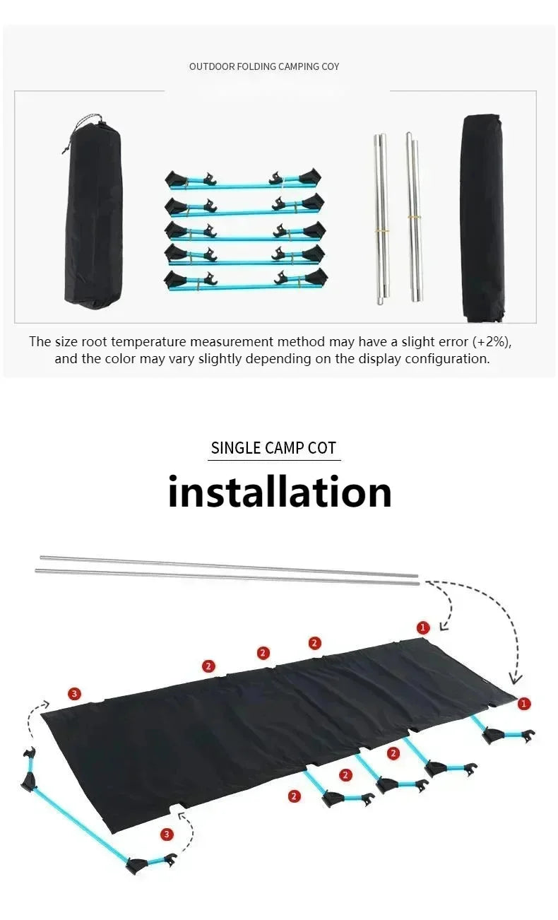 Outdoor Lightweight Folding Bed Portable Camping Bed Simple Military Bed Accompanying Lunch Bed Camping Simple Leisure Bed