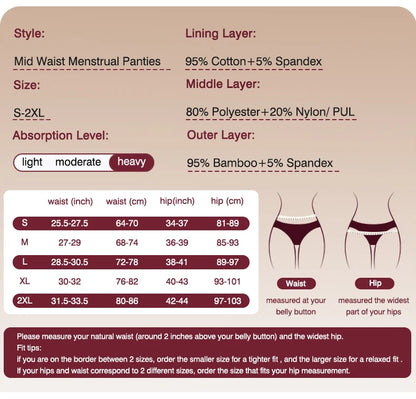 Menstrual Panties Woman Flow Abundant Period Underwear Leak Proof 4 Layer Menstrual Briefs Absorbent Panties for Menstruation